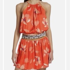 Ramy Brook Rafi Floral Halter Mini Dress NWTS